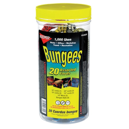 Keeper Keeper Assorted Bungee Cord Set 20 in. L X 0.374 in. 20 pk 06320-10